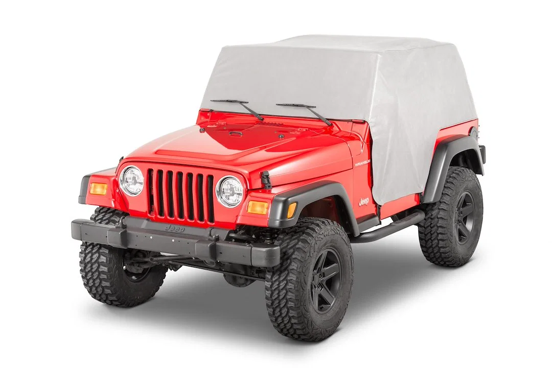 11120009 – MASTERTOP Cab Cover, Covers Cab From Windshield Frame To Cargo Area Waterproof Gray Fabric With Door Flap/...